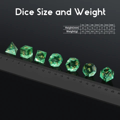 Buy Gemstone Dice D&d Engraved Dnd Glass Dice Green Handmade Stone ...