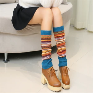 Girls fashionable wool knitted stripe high quality leg warmers