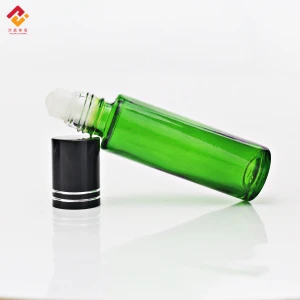 Glass Roll on Bottles Lip Gloss Roller Tube with Plastic Roller Ball Wholesales 10ml Green Essential Oil Personal Care Clear