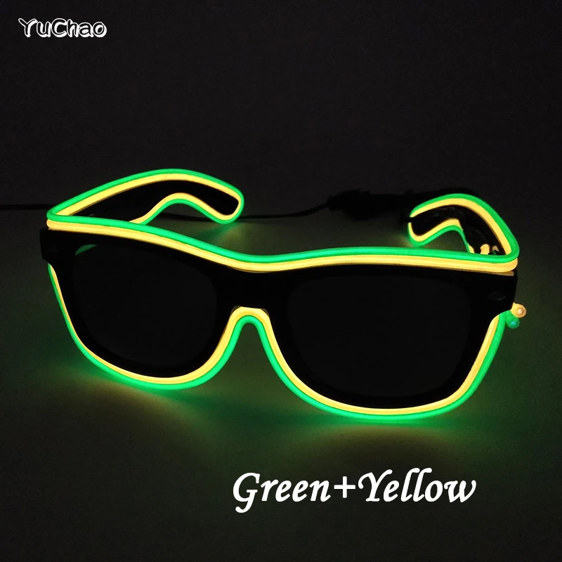 Glow Party Supplies EL Wire Glowing Glasses Double Colors Neon Light Glasses with 2-AA   Batteries Inverter
