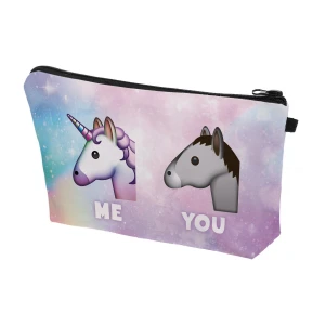 Good quality Unicorn make up organizer travel cosmetic bag cases