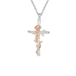 Grace Jewelry Romantic Trendy Rose Cross Shape Pendant for Women Customized Fine Pendants Charms for Necklace