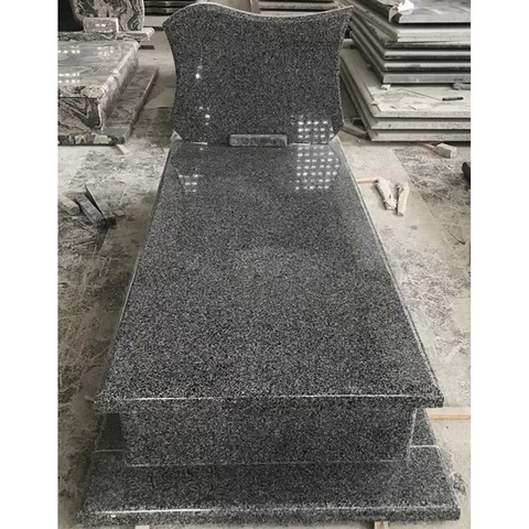Graveyard grey granite custom single grave stone tombstones and monuments