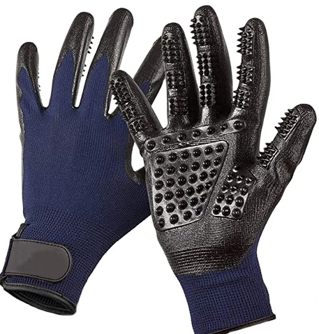 Grooming gloves for dogs and cats with short hair blue
