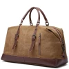 Guangdong Custom High Quality Designer Vintage Retro Large Brown Canvas leather travel Duffel Duffle Bag