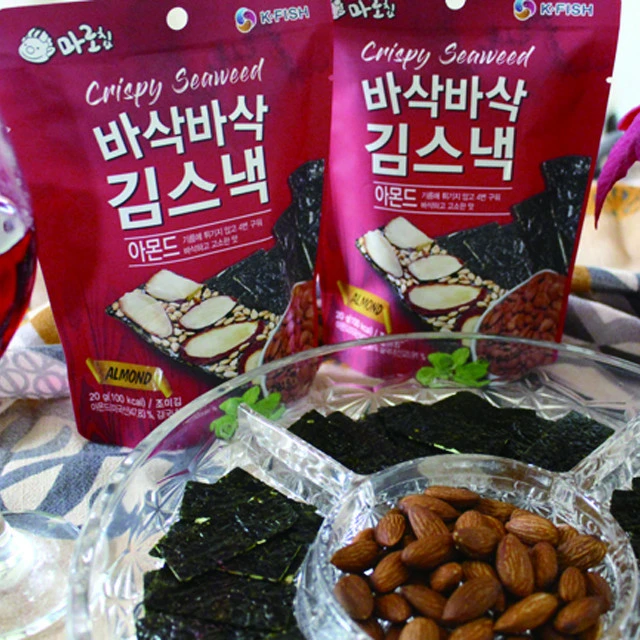 HACCP Certified Korean Top Kwangcheon Crispy Seaweed Snack _ Healthy Nori and Almond Sandwich 20g
