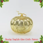 Hand blown glass crafts led light glass pumpkin for home decoration
