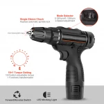 Handheld Lithium Battery Electric Drill Rechargeable Screwdriver Drilling Mounting Screws Home DIY Power Tools EU Plug