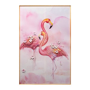 handmade 3d decor new design water color and resin oil painting home decor products outdoor wall art flamingo painting