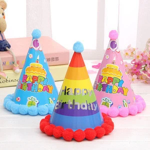 Happy Birthday Party Hats Polka Dot Baby Girl First Birthday Party Hats Pink Princess Crown Birthday Supplie