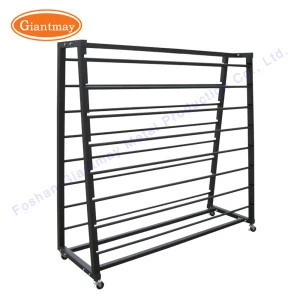 Heavy duty floor metal pipe roll storage fabric roll display stands racks for textile fabric
