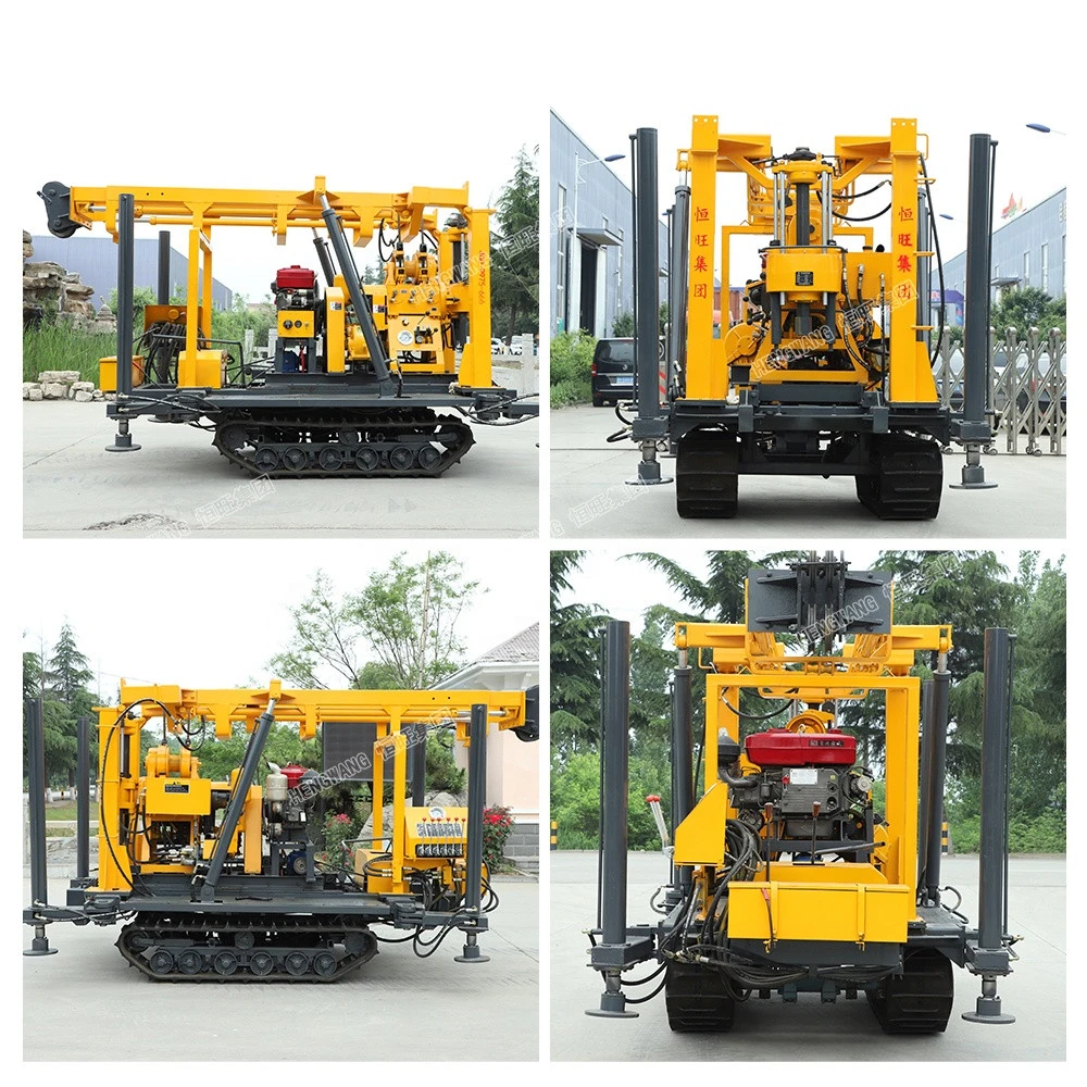 Hengwang HW160L Diesel ground crawler mounted 200m shallow water well drilling rig hydraulic