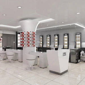 High-end wooden luxury hair salon store and hair salon station with hair salon chairs