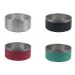 High Quality 42oz 64oz double wall pet bowl food feeding non slip bottom dog bowl stainless steel 304 pet bowl feeder