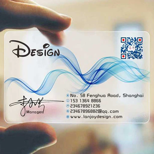 High quality die cut custom pvc business card transparent plastic printing name card