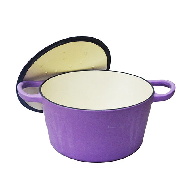 High quality HOT SALE TWO EARS  purple cookware vegetable oil cast iron dutch oven cookware set