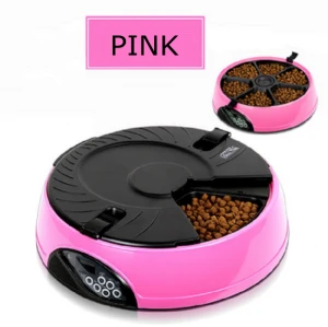 High Quality Luxury Recordable LED Display Six Portions Smart Automatic Auto Pets Dog Cat Food Water Feeder