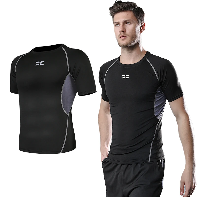 High Quality Men Custom Printing Compression Tight Fitness Sport Dry Fit t shirt