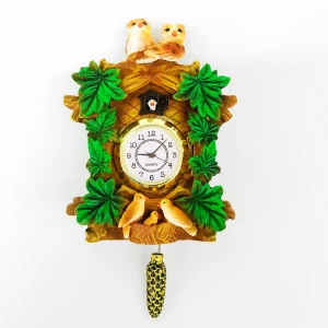 High quality Nordic style resin hand painted cuckoo clock  for home resin  fridge clock wall customized  3d animal cuckoo clock