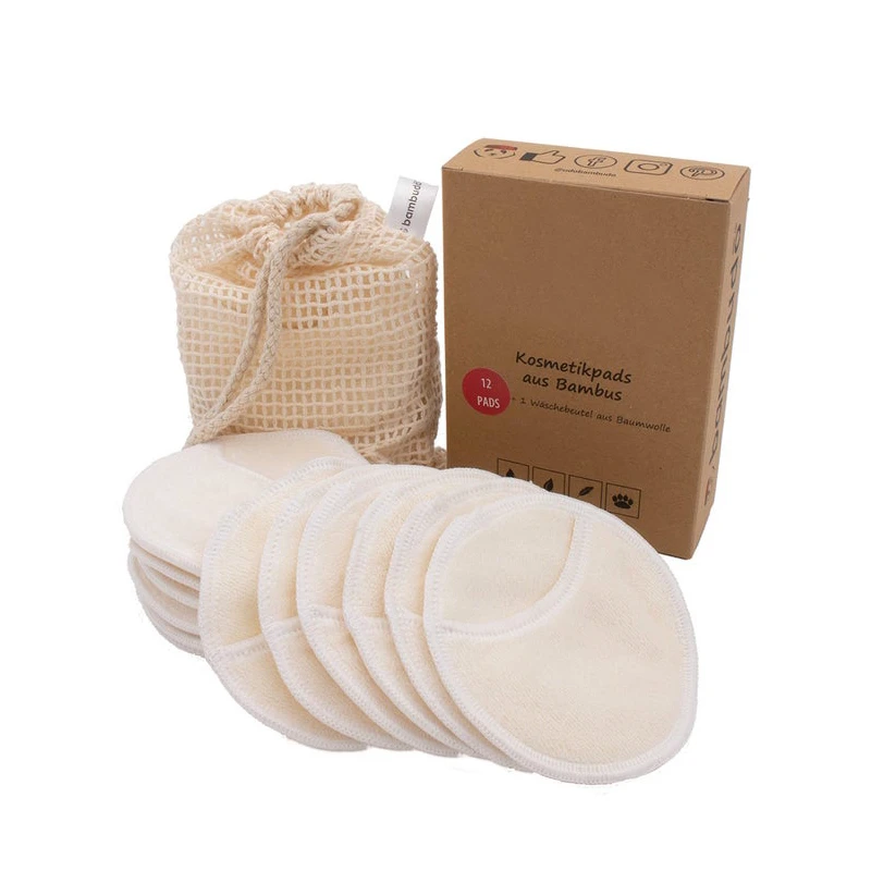 High Quality OEM Custom Eco Organic Reusable Washable Bamboo Cotton Makeup Remover Face Pads