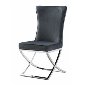 High quality UK style fire proof foam  stainless steel velvet dining chair for home &amp; restaurant