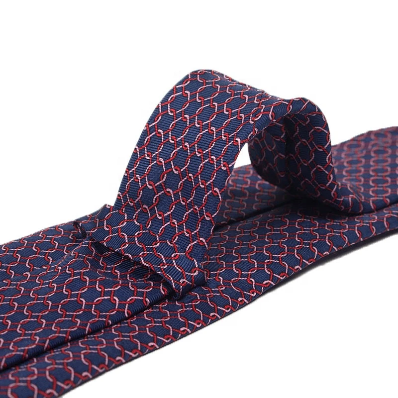 Holiday Neck Tie Personalise Oxblood Red Square Chains 100% Silk Printed Neck Tie Men