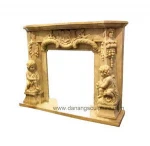 Home decoration white stone fireplace surround Black marble elephant decoration fireplace stove DSF-LS019