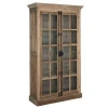 Home furniture manufacturers casement rustic sideboard &amp; hutch metal glass door vintage wood cabinet (W2012)