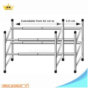 Home Furniture Stackable and Extensible Metal Chrome Shoe Rack for 12 pairs shoes
