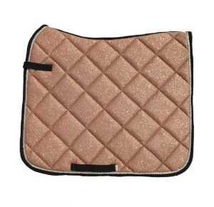 Horse saddle pad numnahs quilted fleece lining equestrian Horse wear custom logo top quality Rose Gold Glitter Dressage Pad