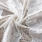 Hot Sale 100% Cotton Yarn Eyelet 3d Embroidery Lace Fabric Clothing Accessories