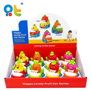 Hot sale baby fruit car toy,colorful mini inertia plastic car toys for playing 8 combinations