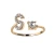 Import Hot sale gold plated adjustable diamond letter initial rings jewelry women from China