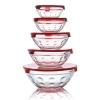 Hot sale heat resistant glass salad bowl set with 5 different sizes
