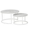 Hot Seller Luxury  Round Marble Ceramic Glass Top Coffee Table with Stainless Steel Base