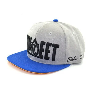 Hot selling acrylic wool snapback caps &amp leather 5-panel hat with low price Fashion Sport Adjustable Cap