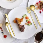 hotselling Classic western Stainless steel golden steak fork spoon tableware set