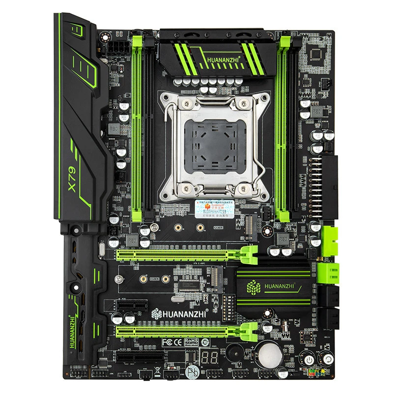 HUANANZHI X79 GREEN 2.49 V3.1 X79 motherboard LGA2011 ATX USB3.0 SATA3 PCI-E NVME M.2 SSD support REG ECC memory and Xeon E5