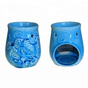 Indian Fragrance Lamp, bule teapot shape Ceramic Incense Burner,for Living Rooms, Bathrooms, and Spa aromatherapy massages