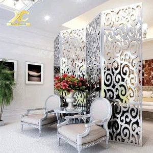 Indoor decorative folding screens foldable room partition stainless steel metal folding screen room divider