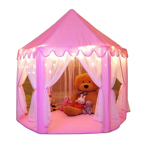 Indoor tulle hexagonal decoration play room princess play castle kids play tent for sale