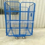 Industrial container cages trolleys, foldable warehouse storage roll container trolley