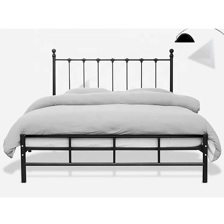 Iron/Metal Bed in Satin Black with Brass details
