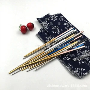 Japanese Stainless Metal Steel Square Chopsticks