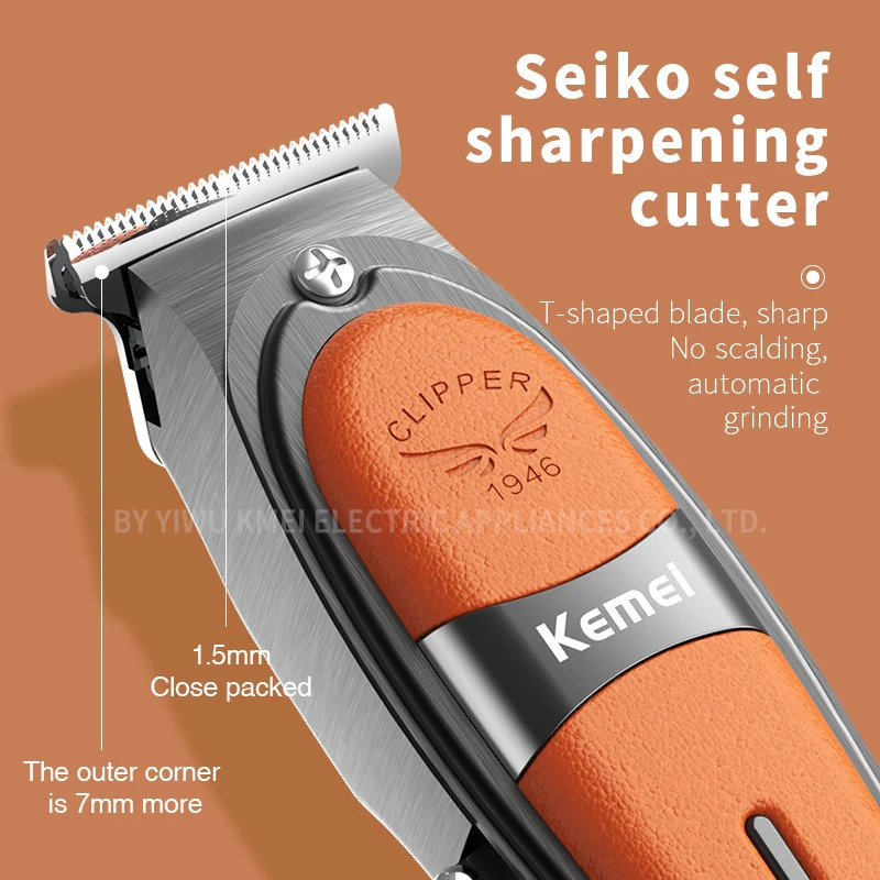 Kemei KM-1946 Professional Mens Hair Clipper USB Noise Reduction Hair Trimmer Metal Salon Beard Trimmer Hair Clipper For Men