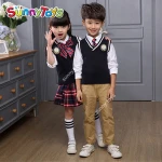 Kindergarten primary school kids girl waistcoat uniforms sets