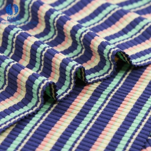 Korean style colorful combed high grade cotton spandex stretch ribbed striped fabric