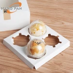 Kraft paper 4-pane cup cake box egg tart box with window