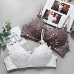 Lace Floral Embroidery Bralette Comfort Seamless Women Wireless Push Up Bra