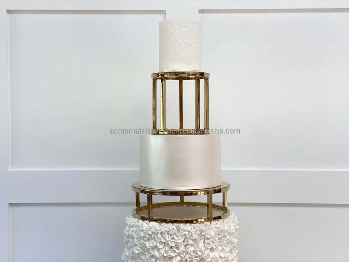 Latest Cake Stand With Separator Gold Plated New Design Tabletop For Wedding Birthday Others Occasion Bakeware  Customised Style